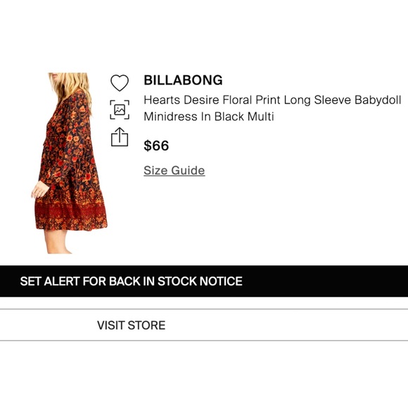 (NWT) Billabong Hearts Desire Floral Print Long Sleeve Mini Dress (Medium) - Picture 2 of 11